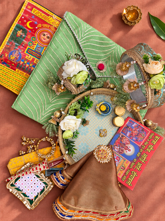 Karwa Chauth thali set – green