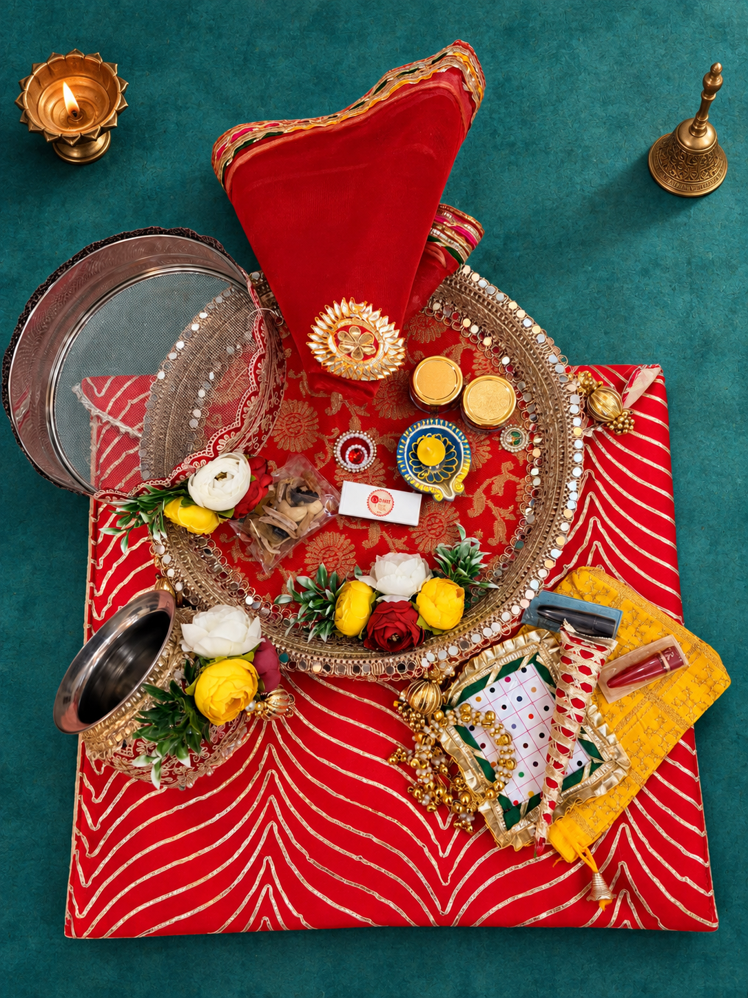 Red Flower Karwa Chauth Kit