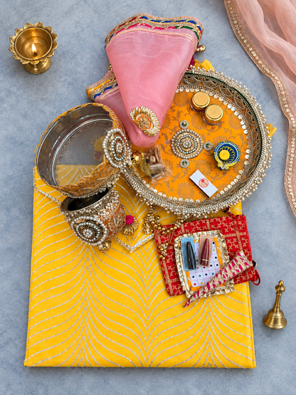Yellow Booti Karwa Chauth Kit