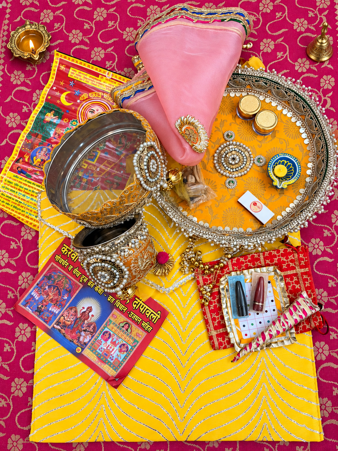 Yellow Booti Karwa Chauth Kit