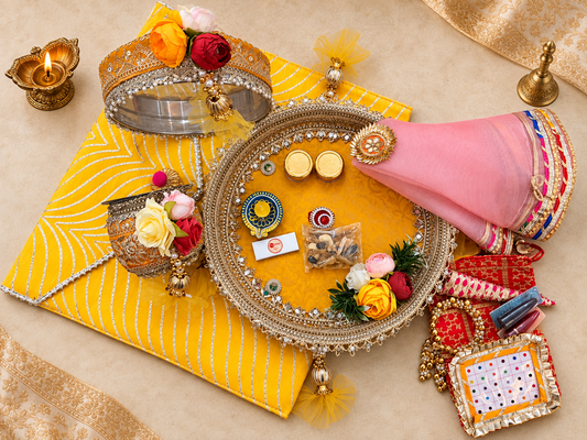 Yellow Flower Karwa Chauth Kit