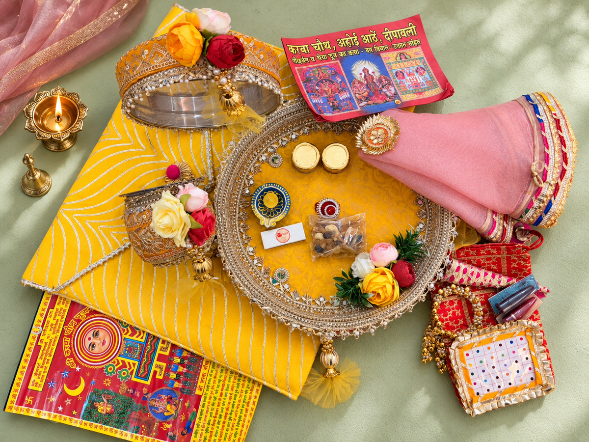 Yellow Flower Karwa Chauth Kit